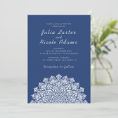 Invitation Mandala de mariage croissant de lune aérien radieu (Debout devant)