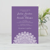 Invitation Mandala de mariage croissant de lune aérien radieu (Debout devant)