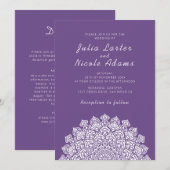 Invitation Mandala de mariage croissant de lune aérien radieu (Devant / Derrière)