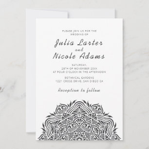 Invitation Mandala de mariage en ordonnée d'arche de joyau pe