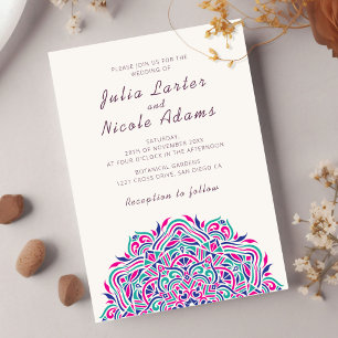 Invitation Mandala de mariage en ordonnée d'arche de joyau pe
