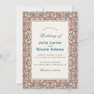 Invitation Mandala de mariage géométrique en treillis marocai