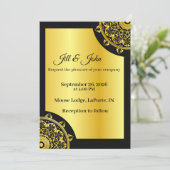 Invitation Mandala de Mariage  Noir et Or (Debout devant)