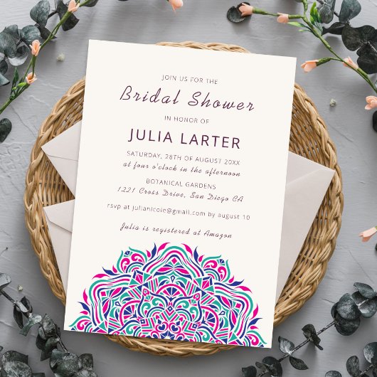 Invitation Mandala de mariage ordonné de joyau persan Douche