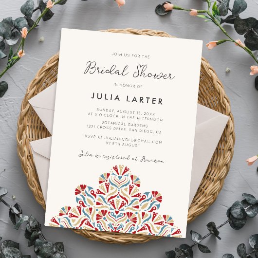 Invitation Mandala de mariage vibrant floral delight