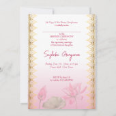 Invitation Mandala d'or de lotus rose mariage indien (Dos)