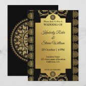 Invitation Mandala doré henné doré (Devant / Derrière)