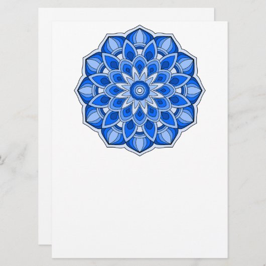 Invitation Mandala en bleu (Devant / Derrière)