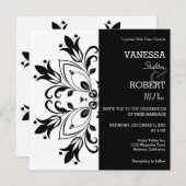Invitation Mandala Floral Noir (Devant / Derrière)
