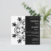 Invitation Mandala Floral Noir (Debout devant)