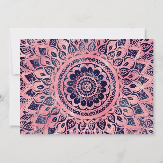 Invitation Mandala Floral Rose Bleu Féminin (Dos)