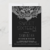 Invitation Mandala florale boho argent Sweet 16 party (Devant)