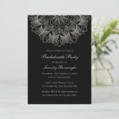 Invitation Mandala Indian Boho Black Wedding Bachelorette  (Debout devant)
