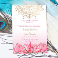 Mandala indienne en or de lotus rose