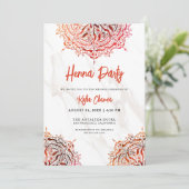 Invitation Mandala Mehndi Henna Party Rouge Marbre (Debout devant)