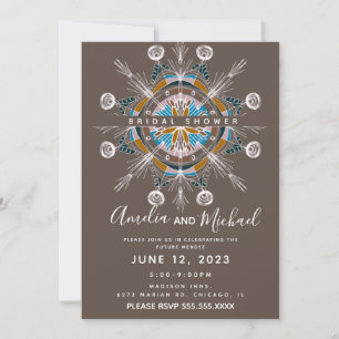 Invitation Mandala Moderne Dessiné à la Main Art Boho Enterre
