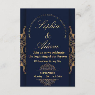 Invitation Mandala Navy et Or