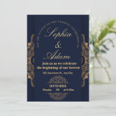 Invitation Mandala Navy et Or (Debout devant)