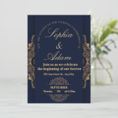 Invitation Mandala Navy et Or (Debout devant)