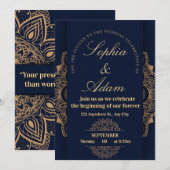 Invitation Mandala Navy et Or (Devant / Derrière)
