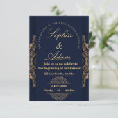Invitation Mandala Navy et Or (Debout devant)