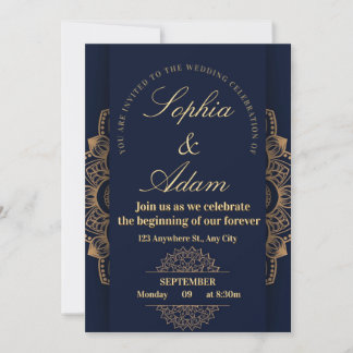 Invitation Mandala Navy et Or