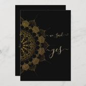 Invitation Mandala Noir Doré Élégant (Devant / Derrière)