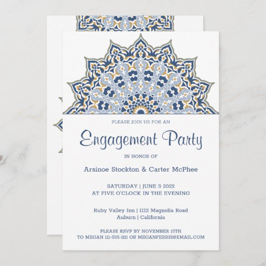 Invitation Mandala noir et or (Devant / Derrière)