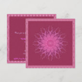 Invitation Mandala rose de fileur (Devant / Derrière)
