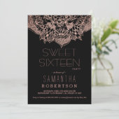 Invitation Mandala rose de fleurs boho or Sweet 16 party (Debout devant)
