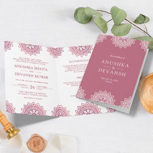 Invitation Mandala rose mariage traditionnel ethnique indien