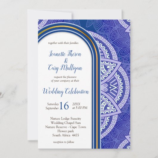 Invitation Mandalas en mélange bleu néerlandais et violet pâl (Devant)