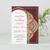 Invitation Mandalas sur un arrière - plan Maroon (Debout devant)