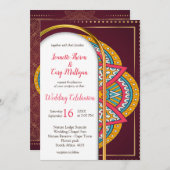 Invitation Mandalas sur un arrière - plan Maroon (Devant / Derrière)