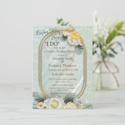 Invitation Mandalas vert clair, jaune et blanc (Debout devant)