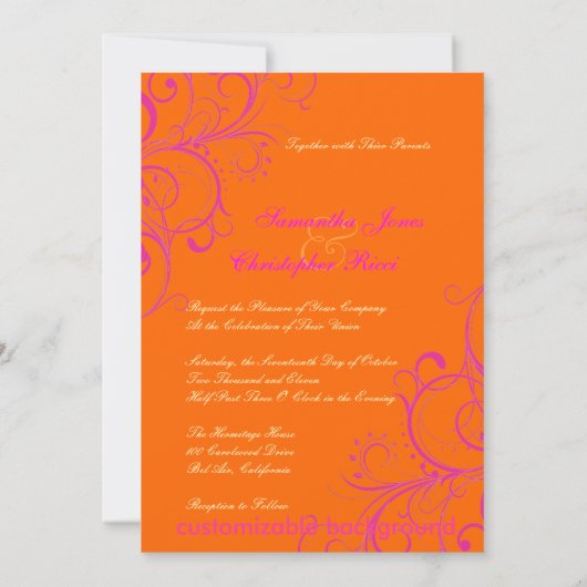 Invitation Mandarin Orange + Hot PInk (Dos)