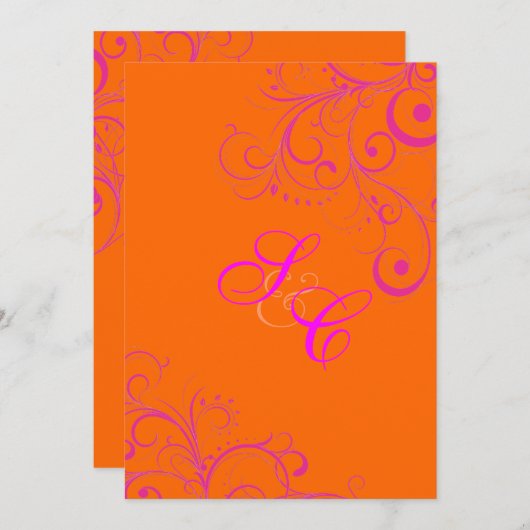 Invitation Mandarin Orange + Hot PInk (Devant / Derrière)