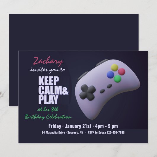 Invitation Manette de jeu vidéo (Devant / Derrière)