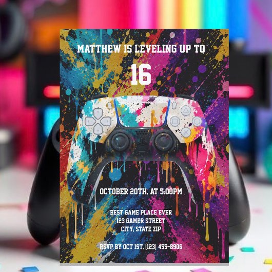 Invitation Manette de jeu vidéo