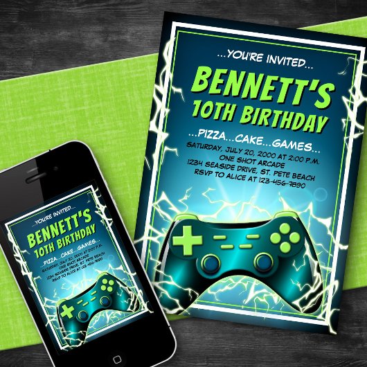 Invitation Manette de Jeu Vidéo