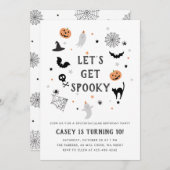 Invitation Mange boire effrayant anniversaire Halloween blanc (Devant / Derrière)