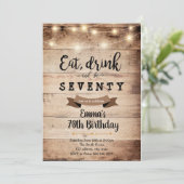 Invitation Mange boire et être joyeux anniversaire adulte (Debout devant)