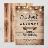 Invitation Mange boire et être joyeux anniversaire adulte (Devant / Derrière)