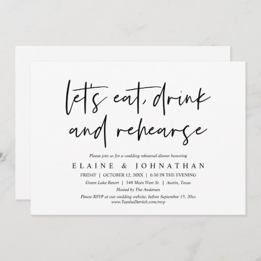 Invitation Mangeons, buvons et répétons, Dîner de répétition (Devant / Derrière)