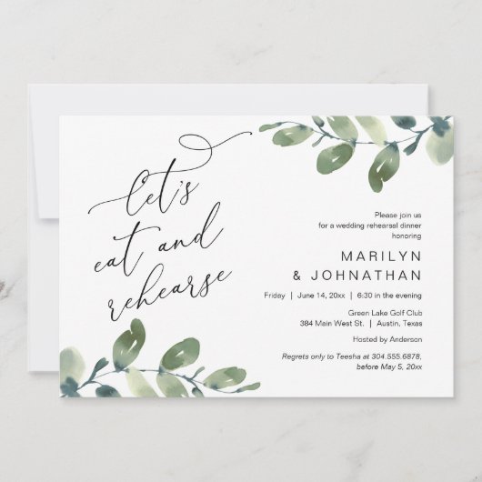 Invitation Mangeons et répétons, Dîner de répétition Mariage (Devant)