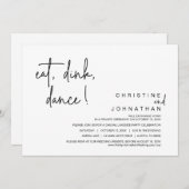 Invitation Manger, Boire, Danse, Parti Elopement Mariage Déco (Devant / Derrière)