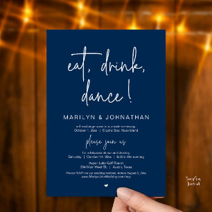 Invitation Manger, Boire, Danser, Dîner de Mariage Fuite Mari