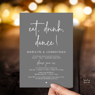 Invitation Manger, Boire, Danser, Dîner de Mariage Fuite Part