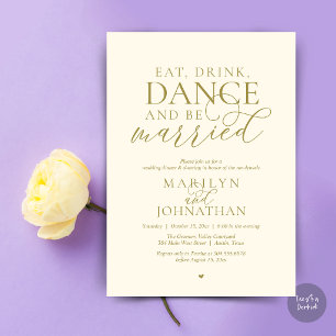 Invitation Manger, Boire, Danser, Être Marié, Mariage en Elop