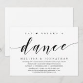 Invitation Manger, Boire et Danser, Fête de Mariage Intime (Devant / Derrière)